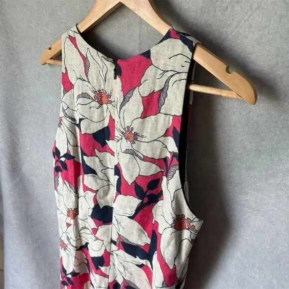Ann Taylor Floral Linen Blend Sleeveless Midi Dress Size 8 Multicolor - Picture 5 of 8